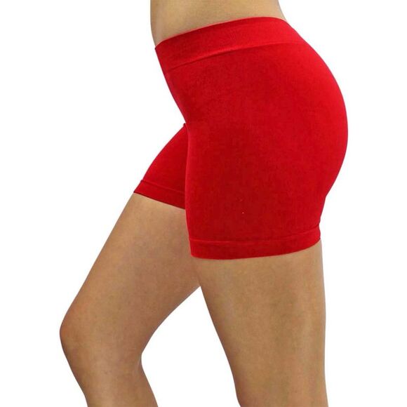 Red Stretchy 10" Seamless Yoga Shorts - Picture 7 of 8
